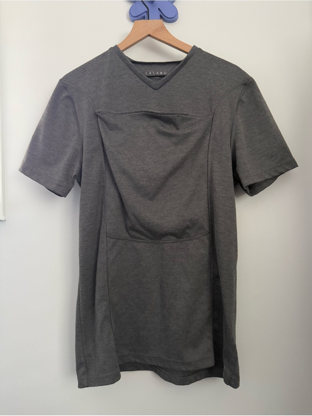 Lalabu Large Men’s Dad V Neck Shirt Charcoal Outdoor Park Lounge